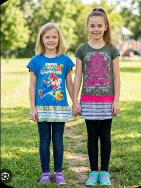 Lot 2 upcycled artsy tunics girls 12 Mario & tattoo